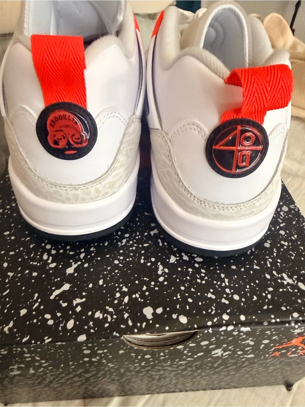 Jordan White Sneakers with Red Accents